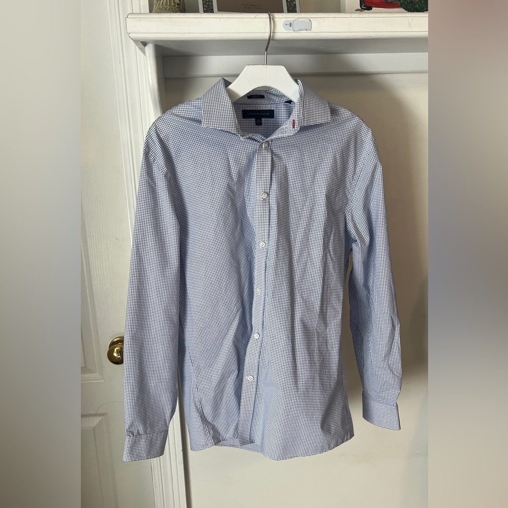 FINAL PRICE Tommy Hilfiger Men's Light Blue Gingham Shirt
